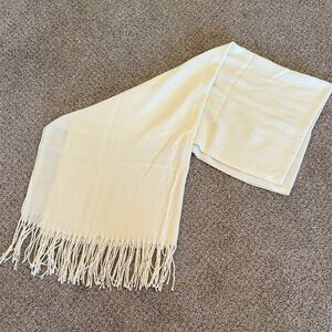 Elegant Cream Scarf with Fringe